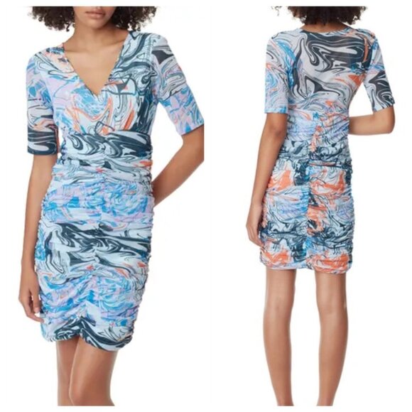 NWT Circus NY Blue & Purple Swirl Lucia V-Neck Bodycon Dress, Medium - Picture 3 of 7